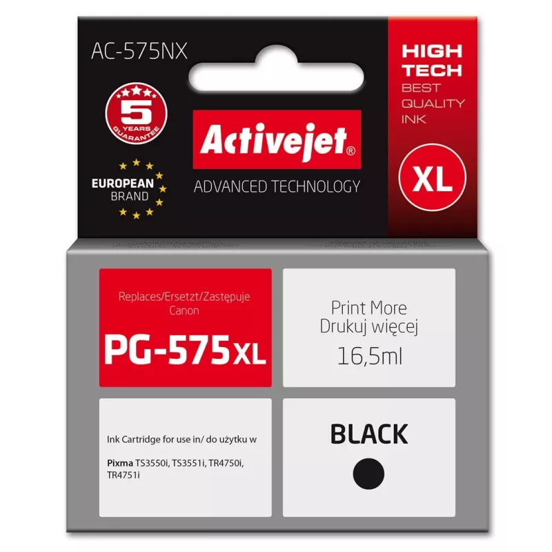Activejet AC-575NX rašalas Canon spausdintuvui, pakaitalas Canon PG-575XL; Supreme; 16,5 ml; juodas