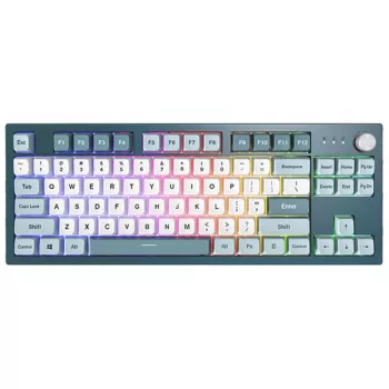 Montech MKey TKL klaviatūra, skirta žaidimams, USB, tamsiai pilka, šviesiai mėlyna, balta