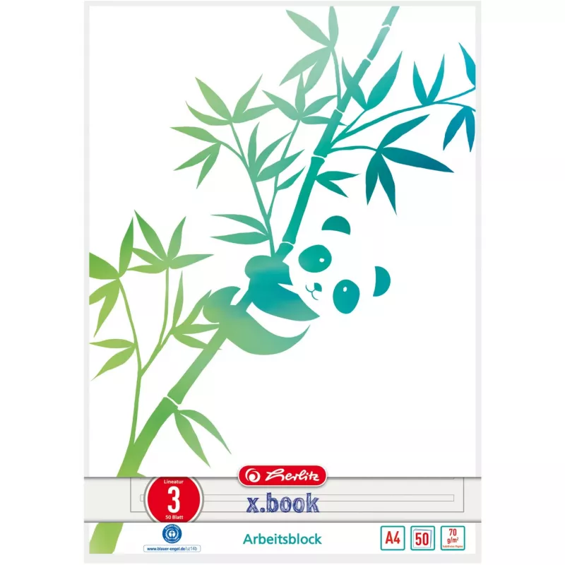 Herlitz GREENline rašymo bloknotas A4 50 lapų Žalia Balta
