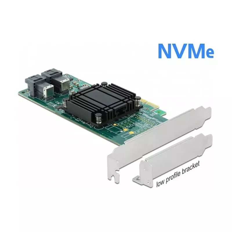 DeLOCK PCI Express x8 kortelė su 2 vidiniais SFF-8643 NVMe prievadais, žemo profilio