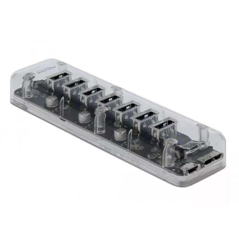 USB šakotuvas DeLOCK 64088 permatomas USB 3.2 Gen 1 Micro-B