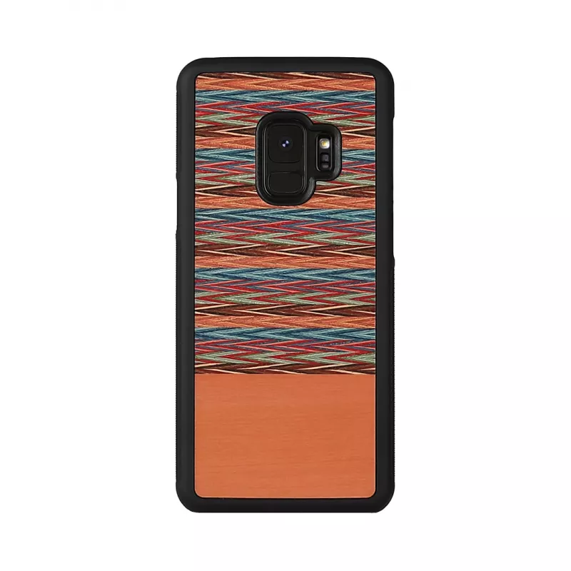 man and wood išmaniojo telefono dėklas Galaxy S9 — rudas languotas su juodu apvadu