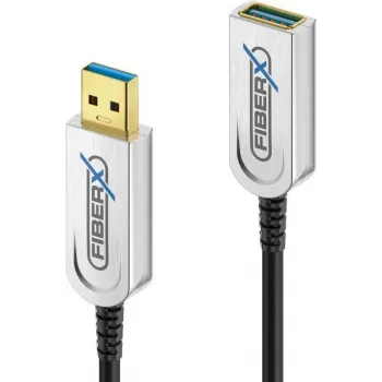 USB laidas FiberX FX-I650-010 USB A USB 3.2 Gen 1 10 m Juoda Sidabrinė