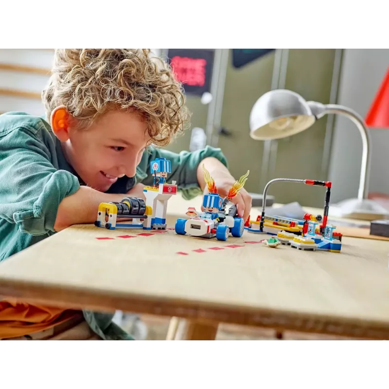 Konstrukcinis žaislas LEGO rinkinys 72035 Super Mario Mario Kart Toad's Workshop, interaktyvūs lygiai ir figūrėlės