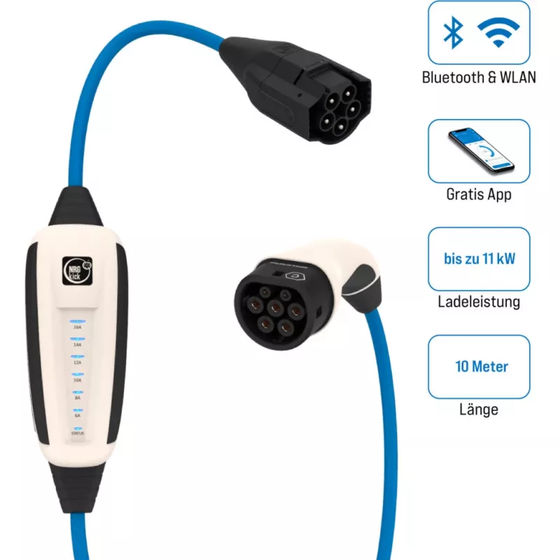 Mobilioji sieninė dėžutė 16A 10m Pure (Balta, 11 kW, 10 metrų kabelis, Wi-Fi + Bluetooth)