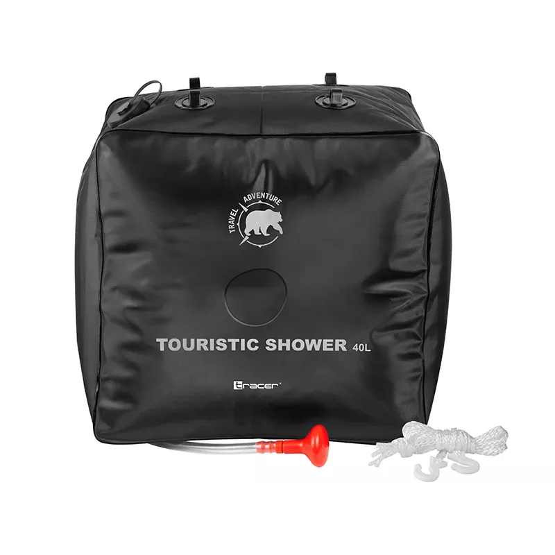 Nešiojamas 40 l lauko dušas TRACER CampPump 40L, gravitacinis stovyklavimo dušas, rankinis purkštukas