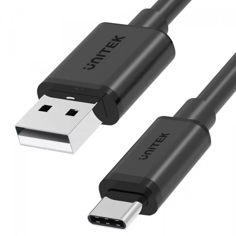 USB-A į USB-C kabelis Unitek C14068BK, 2 m, USB 2.0, juodas, kištukas-kištukas