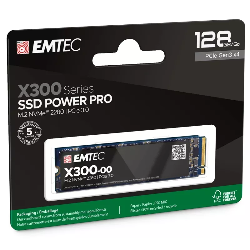 SSD Emtec X300 128GB M.2 PCI Express 3.0 NVMe 3D NAND