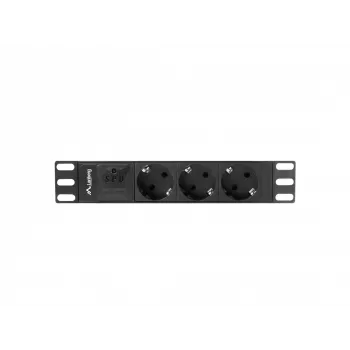 Lanberg PDU-03E-0200-BK maitinimo paskirstymo blokas (PDU) 3 kintamosios srovės lizdai 1U juoda
