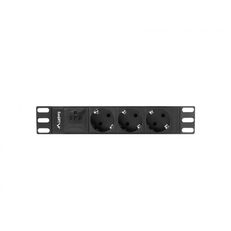 Lanberg PDU-03E-0200-BK maitinimo paskirstymo blokas (PDU) 3 kintamosios srovės lizdai 1U juoda