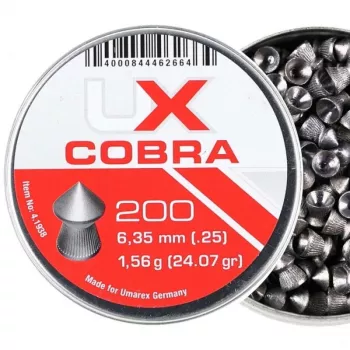 Gun pellet UMAREX Pointed Ribbed Shot Cobra 6.35 mm, 1.56 g, sidabrinis, 200 vnt.