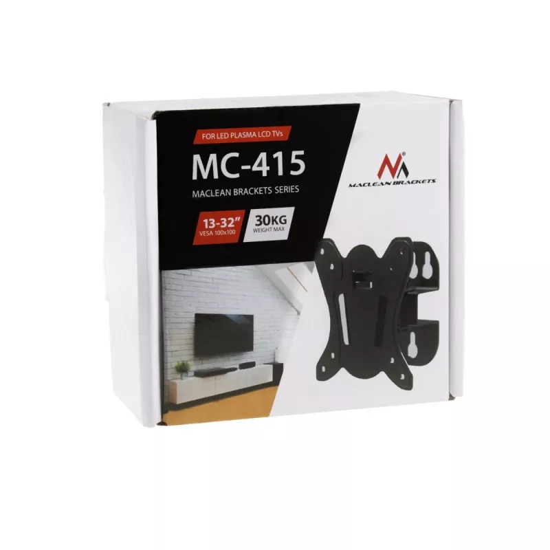 TV sieninis laikiklis MACLEAN MC-415, skirtas 13–32 colių ekranams, VESA 100×100, apkrova 30 kg