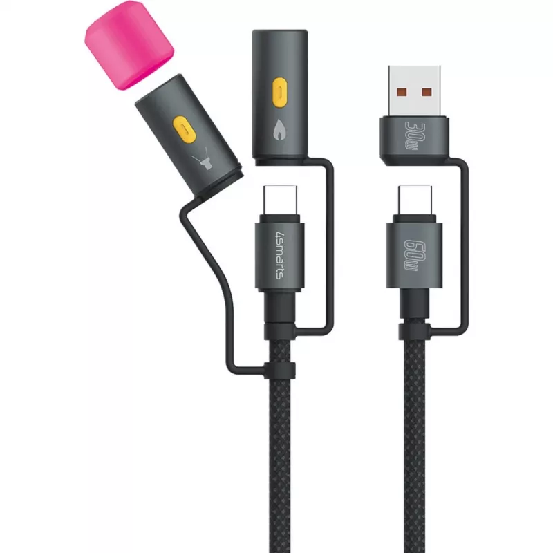 USB laidas 4smarts 541060 USB 2.0 1m USB C juoda pilka