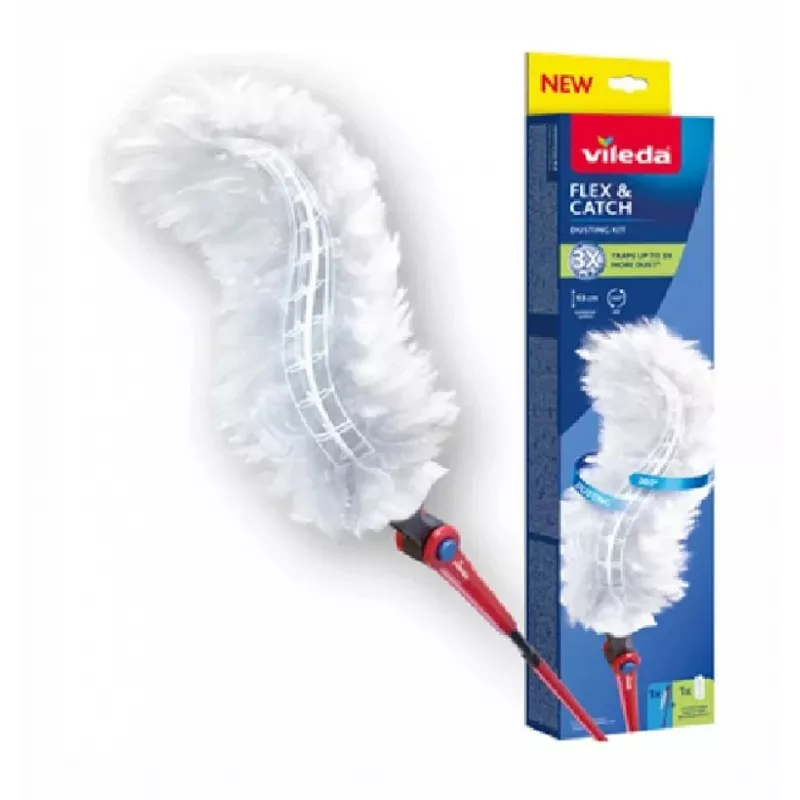 Vileda šluotelė su ilga rankena + 1 Flex&Catch papildymas