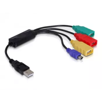 DeLock USB2.0 išorinis 4 prievadų kabelinis HUB - Hub - 4 x USB2.0 - stalinis (61724)