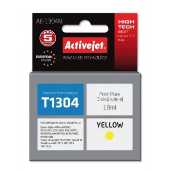 AktyvJet AE-1304N geltonas rašalo kasetė, suderinamas su Epson, didelės (XL) talpos, 18 ml dažų pagrindo rašalas
