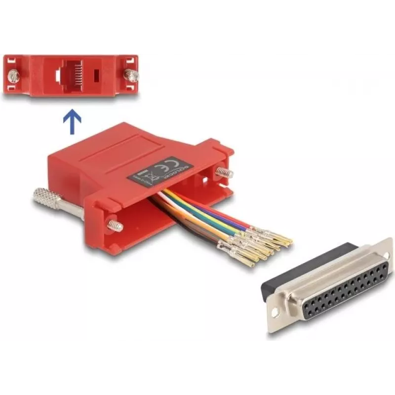 DeLOCK D-Sub 25 kontaktų lizdas į RJ45 lizdą surinkimo rinkinys raudonas VGA RJ-45