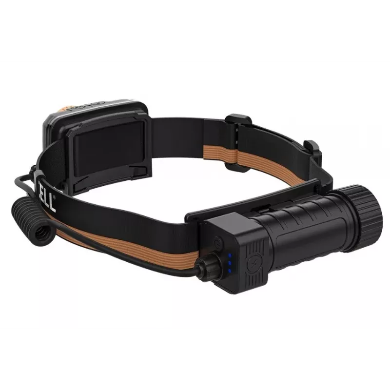Priekinė lemputė Duracell DH1500R — juoda/oranžinė, įkraunama, laisvas rankas apšvietimas