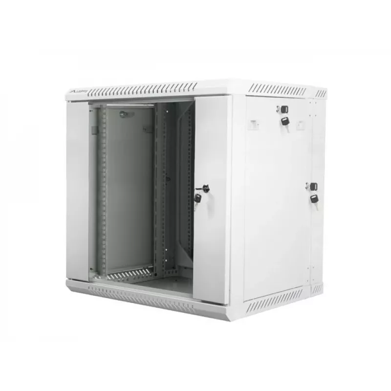 DVIEJŲ SEKCIJŲ SIENINĖ STOVA STEBĖJIMO SPINTA 19 inch 12U 600X600 PILKA LANBERG (PLOKŠČIA PAKUOTĖ)