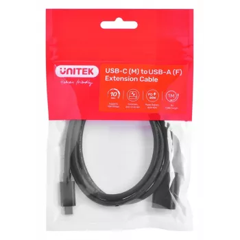 Unitek kabelio adapteris (C476BK-1M) USB-C (M) – USB-A (F) 10Gbps 60 W