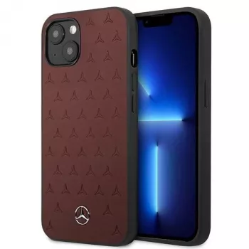 Mercedes MEHCP13SPSQRE iPhone 13 mini 5,4 Raudonas/raudonas kietas dėklas Oda Žvaigždžių raštas