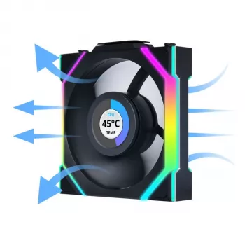 Ventiliatorius Lian Li UNI FAN SL Wireless LCD 120 12 cm Juodas 31 dB 51.45 cfm
