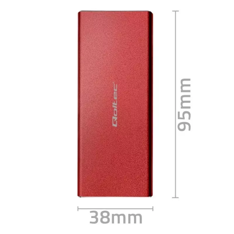 SSD dėklas QOLTEC 51831 USB 3.0 M.2 SATA diskams iki 2TB, raudonas, palaiko 30 mm ilgį, iki 4 diskų