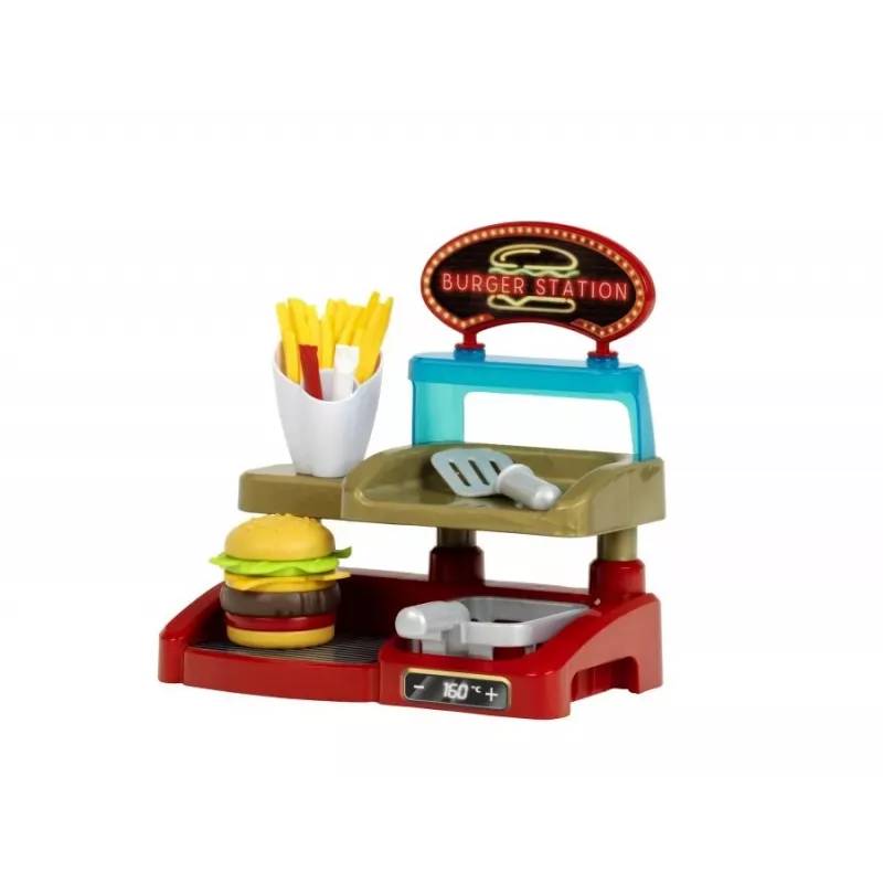 Žaidimų „Burger Shop“ rinkinys KLEIN 7336 — kompaktiško dizaino, lengvai valomas vaikų vaidmenų žaidimo žaislas