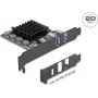 DELOCK PCI Express x4 kortelė su 1× USB Type-C 20 Gbps ir 2× USB prievadais (modelis 90891)