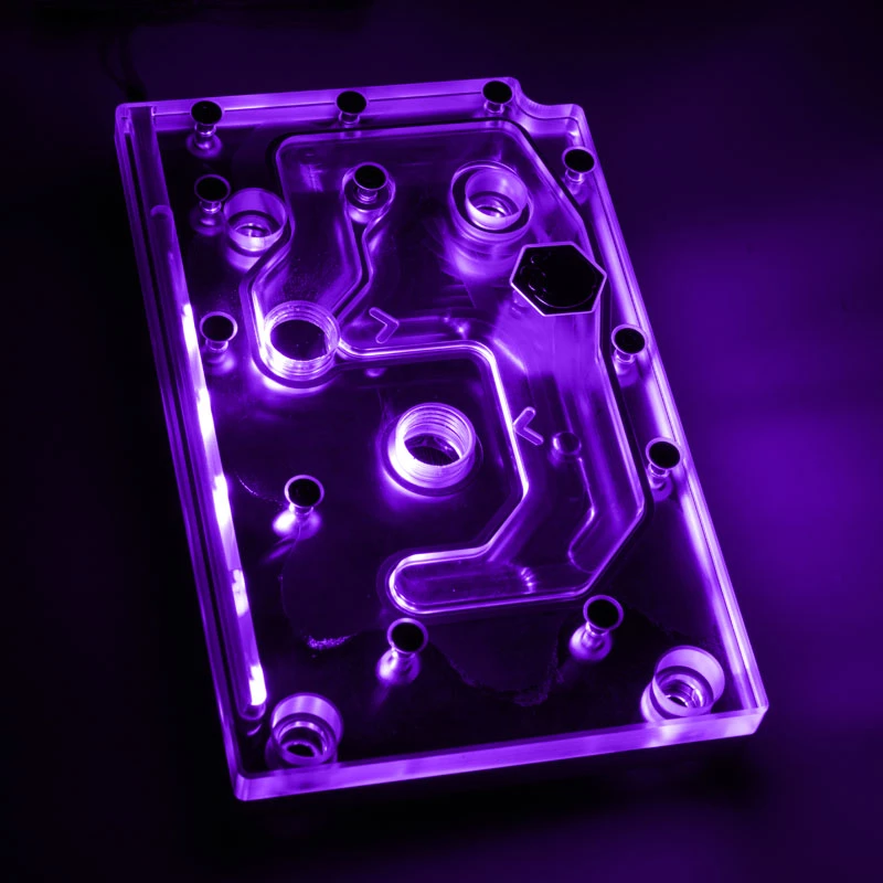 Vandens blokas BitsPower Monoblock, skirtas ASRock X399M Taichi RGB, akrilas/vario, nikeliuotas, 90×142×29,1 mm