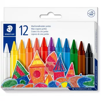 Staedtler 229 12 C12 jumbo vaškinės kreidelės, 12 vnt. pakuotė, įvairių spalvų