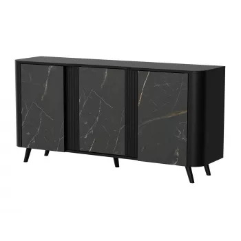 Komoda Cama Meble VOLARE 151 x 39 x 75 cm, juoda / San Sebastian