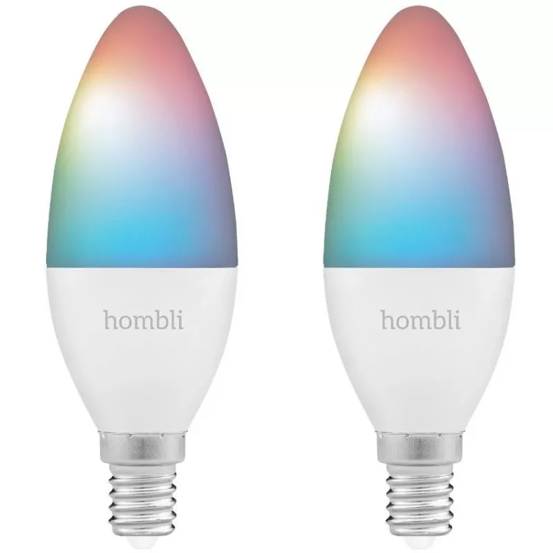 Hombli smarte lemputė, 4,5 W, E14, RGB, CCT, 1+1 reklaminis rinkinys