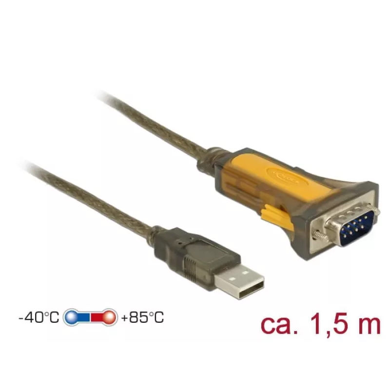 Nuoseklusis kabelis DeLOCK 65840 USB Type-A DB-9 1,5 m juoda geltona