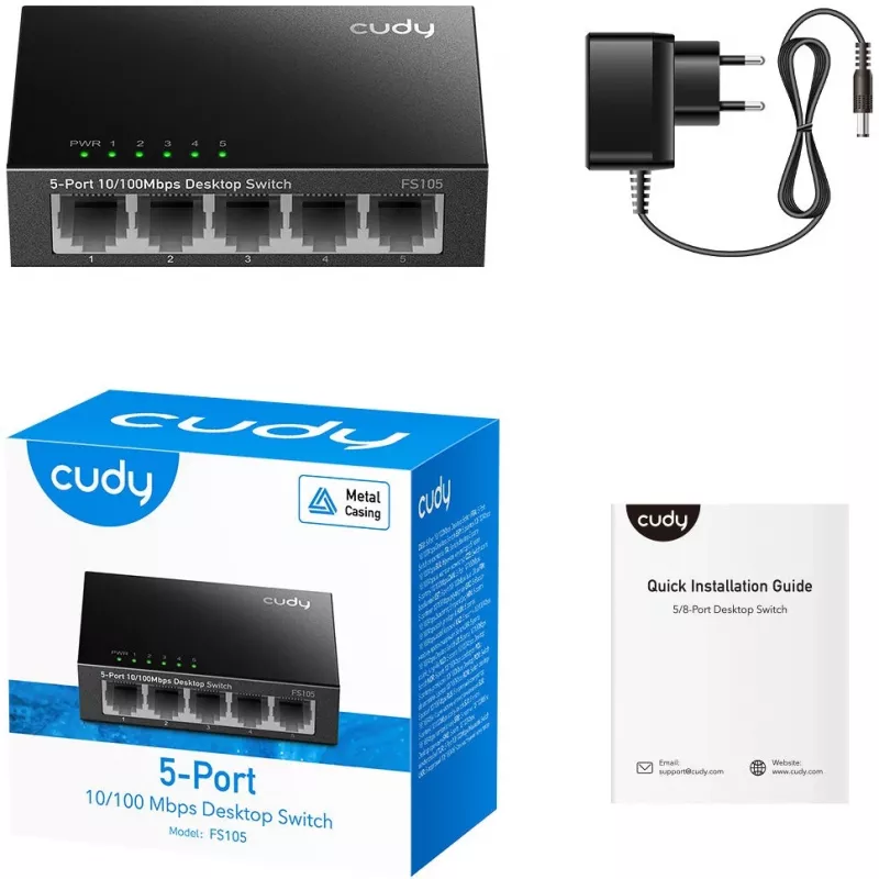 Nevaldomas komutatorius Cudy FS105 5 prievadai Fast Ethernet 10/100 juodas