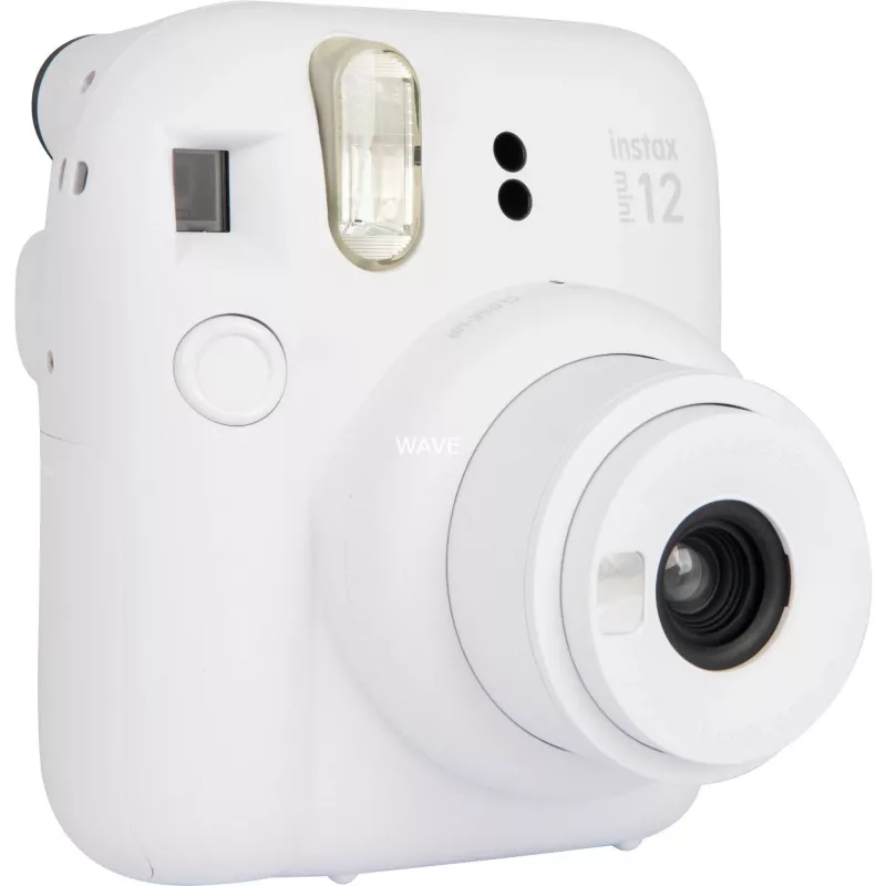 Momentinė kamera Fujifilm Instax Mini 12 White — 86×54 mm atspaudai, 60 mm židinio nuotolis, AA baterija