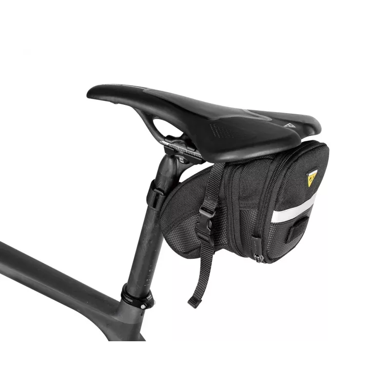 Sėdynės krepšys TOPEAK Aero Wedge Pack Medium — kompaktiška po balneliu tvirtinama dviračio laikymo talpa