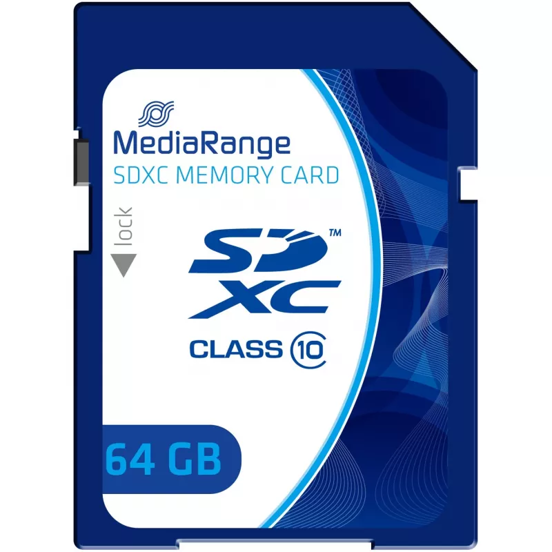 MediaRange - Flash atminties kortelė - 64GB - Class 10 - SDXC - Mėlyna (MR965)