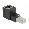 DeLOCK RJ45 kištukas į RJ45 lizdą adapteris Cat.6A 90° į viršų kampuotas juodas