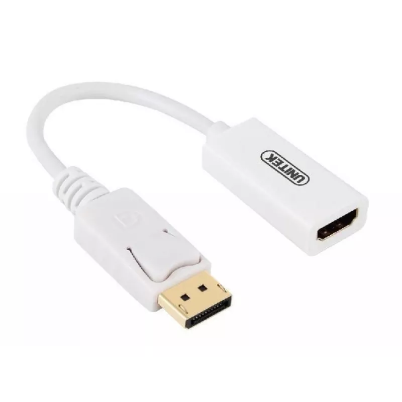 UNITEK Auksu dengtas DisplayPort DP į HDMI 4K UHD HDTV vyriškas į moterišką keitiklio adapteris su garsu - Y-6332 Baltas