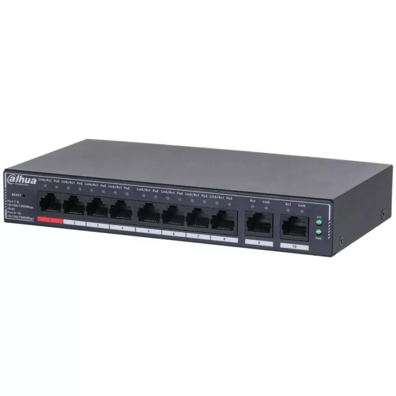 Dahua Technology SG4010P tinklo komutatorius valdomas L2 Gigabit Ethernet (10/100/1000) Power over Ethernet (PoE) juodas