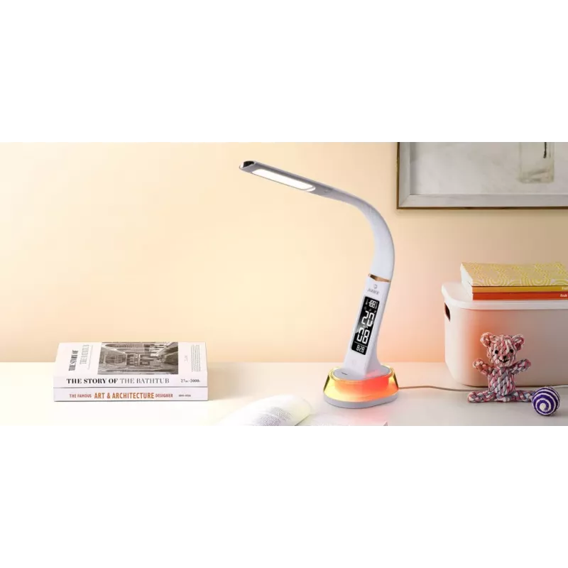Stalinė lempa Hawk HW-LAMP05 Balta LED reguliuojama — kompaktiška LED darbo lempa su reguliuojamu laikikliu