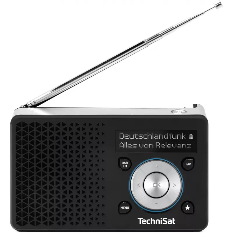 Nešiojamasis radijas TECHNISAT DIGITRADIO 1 A — DAB+/FM, OLED ekranas, USB-C, 3.5 mm ausinės, 1 W, juoda/sidabrinė