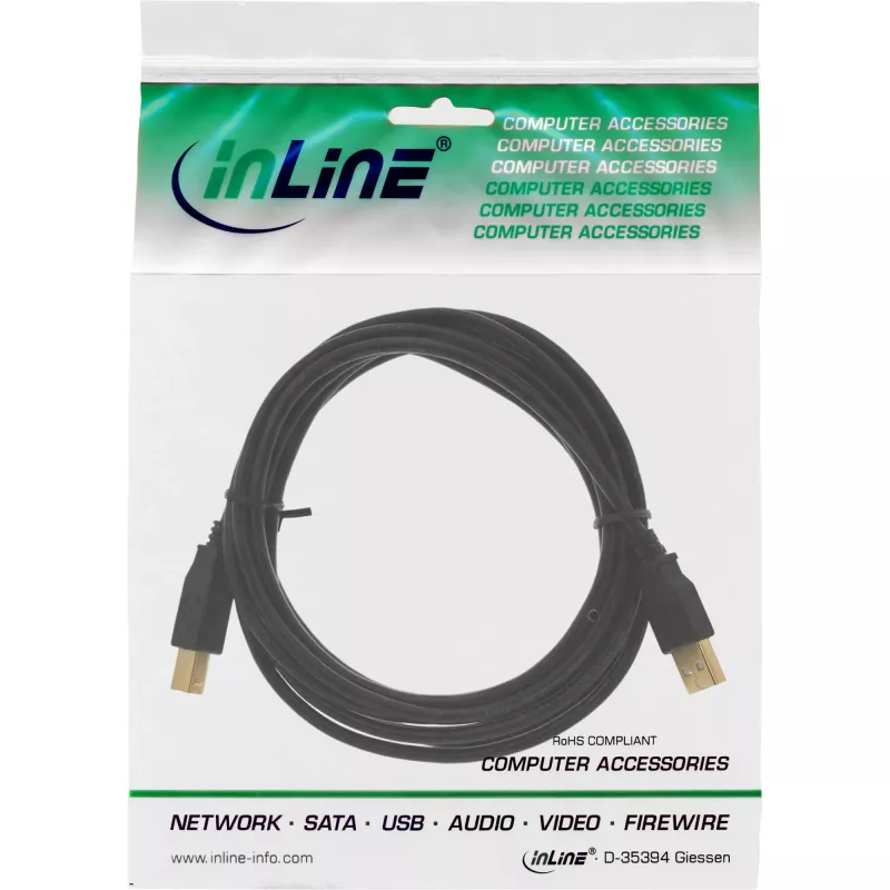 Microconnect USBAB5G USB laidas USB 2.0 5 m USB A USB B Juodas