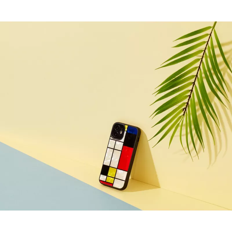Apsauginis dėklas iKins, skirtas Apple iPhone 12 mini — juodas Mondrian dizainas