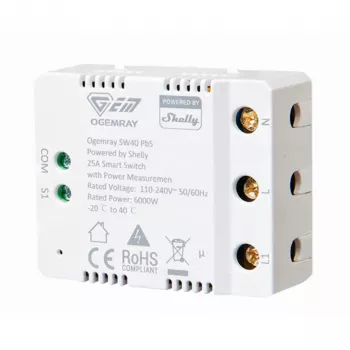 Shelly Plug & Play PbS Ogemray Smart Relay 25A Großgeräte Relais max 25A Messfunktion WLAN Lan BT