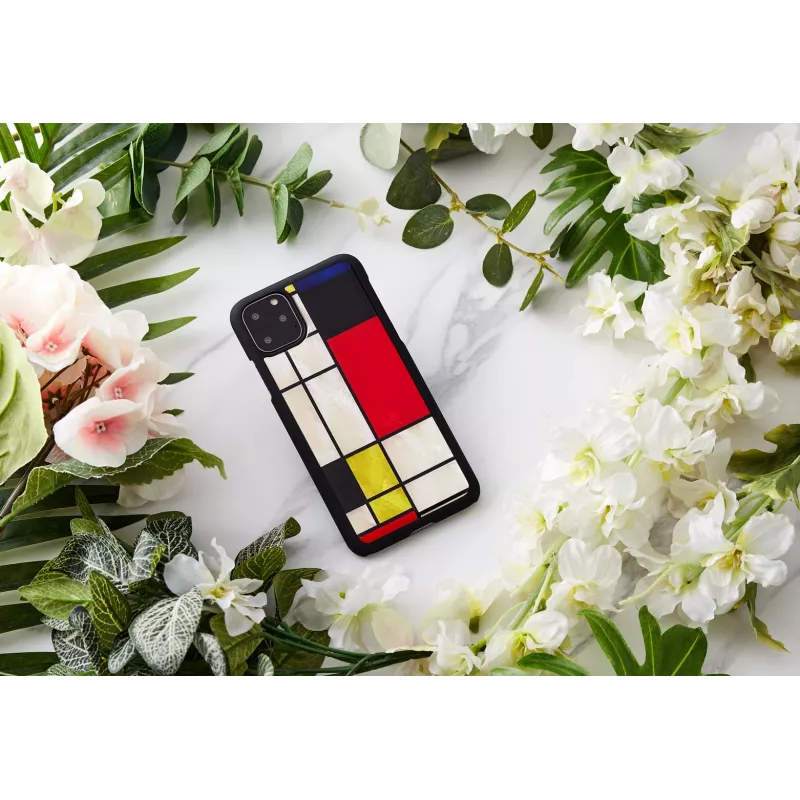 Išmaniojo telefono dėklas iKins, skirtas iPhone 11 Pro Max — Mondrian juodas apsauginis dangtelis