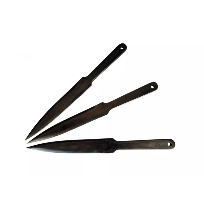 Metiminiai peiliai KAL22 rinkinys iš 3, legiruotasis plienas, ilgis 275 mm, geležtė 165 mm, svoris 240 g, juodi