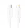 USB-C į Lightning laidas 3A 480Mbps 1m BALTAS