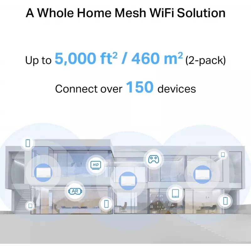TP-LINK Mercusys Halo H25BE belaidžio tinklo sistema (Wi-Fi 7, dviejų juostų 2,4/5 GHz, 2880 Mbps) 2 vnt. rinkinys, 3 vidinės antenos, balta